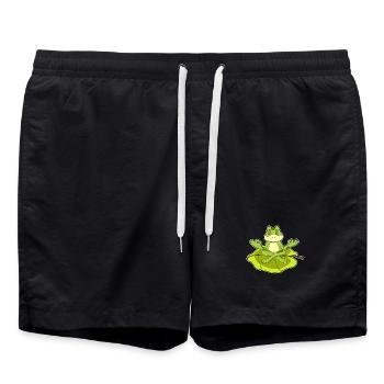 Frosch Yoga Fitness Meditation - Badeshorts - Schwarz - Vorne - AI Model Male 185 light (185cm)
