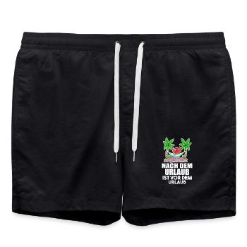 Strandraub Urlaub Reise Strand Urlaubsziel - Badeshorts - Schwarz - Vorne - AI Model Male 185 light (185cm)