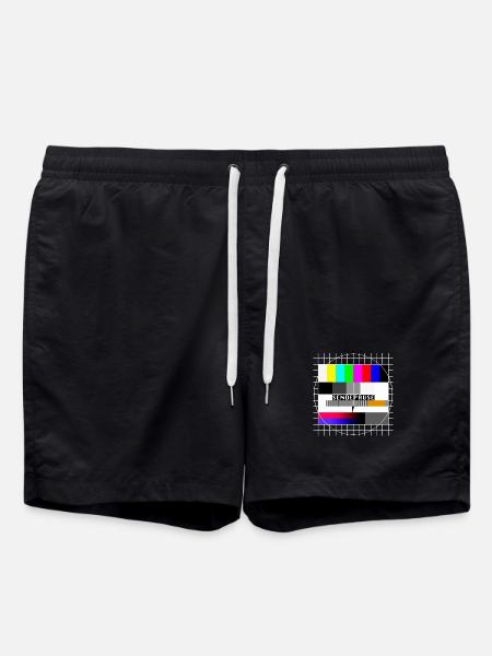 Testbild Sendepause 80er 90er Jahre Party Kostüm - Badeshorts - Schwarz