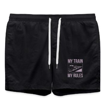 Train driver sayings my train my rules - Swim Trunks - black - Front - AI Model Male 185 light (185cm)