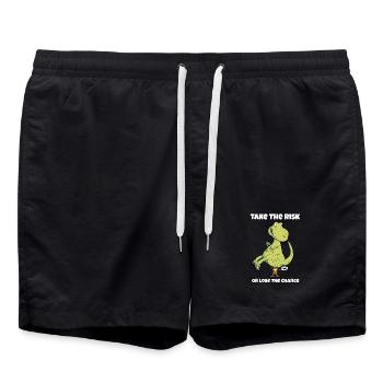 Take The Risk Faultier I Dinosaurier I Dino T-Rex - Badeshorts - Schwarz - Vorne - AI Model Male 185 light (185cm)