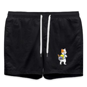 Chat en tant que randonneur avec sac à dos - Short de bain - noir - Devant - AI Model Male 185 light (185cm)