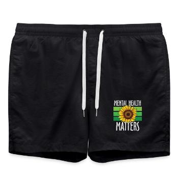 Mental Health Matters Green Sunflower - Swim Trunks - black - Front - AI Model Male 185 light (185cm)