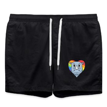 Nashorn Lgbt Regenbogen Farben - Badeshorts - Schwarz - Vorne - AI Model Male 185 light (185cm)