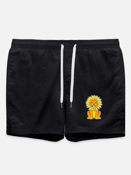 Lion Sunflower - Swim Trunks - black