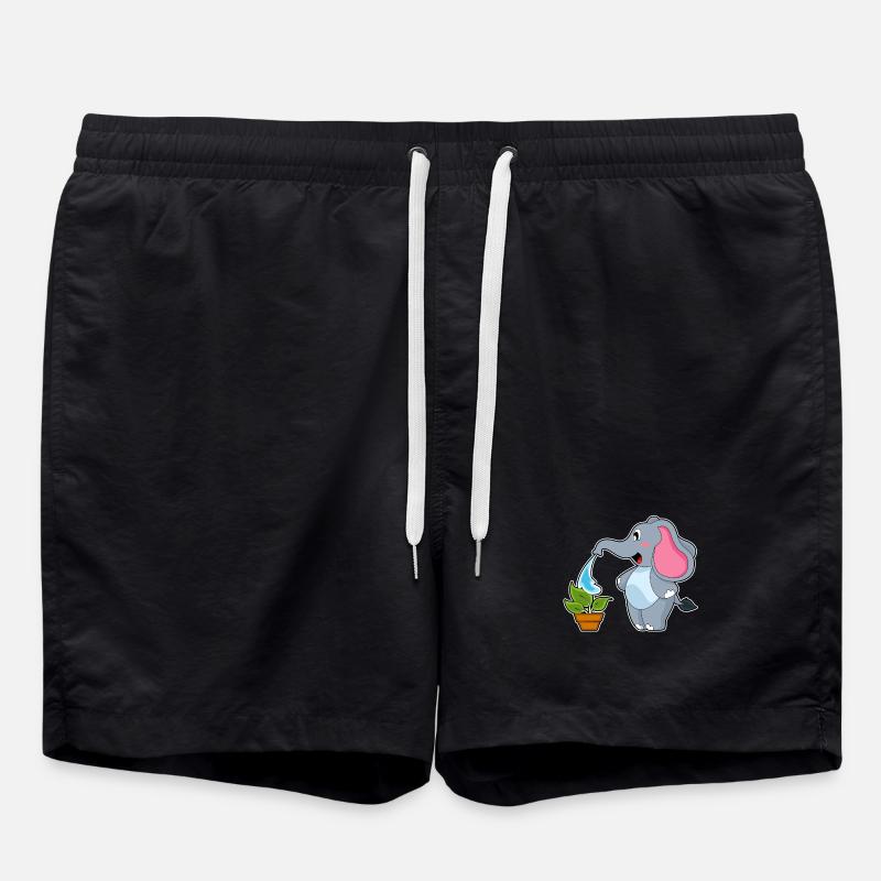 Éléphant avec plante - Short de bain - noir