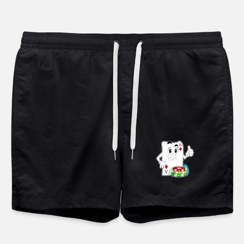 Pokerkarte mit Pokerchips - Badeshorts - Schwarz