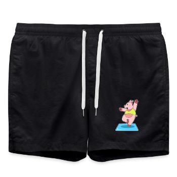 Schwein Yoga Fitness Gymnastik - Badeshorts - Schwarz - Vorne - AI Model Male 185 light (185cm)