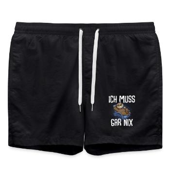 Ich Muss Gar Nix Faultier - Badeshorts - Schwarz - Vorne - AI Model Male 185 light (185cm)