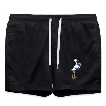 Storch Musiker Tamburin Musik - Badeshorts - Schwarz - Vorne - AI Model Male 185 light (185cm)
