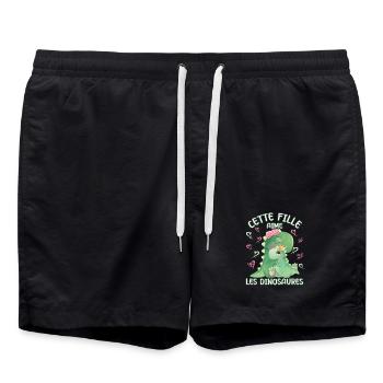 Dieses Mädchen Liebt Dinosaurier - Badeshorts - Schwarz - Vorne - AI Model Male 185 light (185cm)