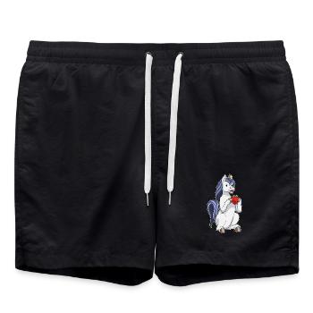Einhorn Erdbeere  - Badeshorts - Schwarz - Vorne - AI Model Male 185 light (185cm)