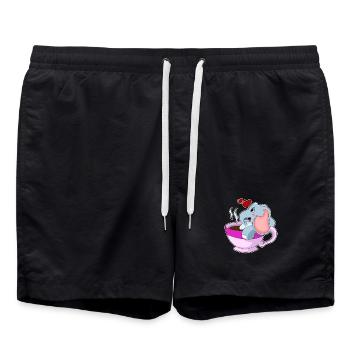 Elefant Kaffee Tasse - Badeshorts - Schwarz - Vorne - AI Model Male 185 light (185cm)
