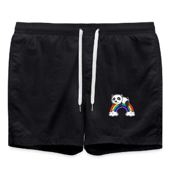 Rainbow Panda - Swim Trunks - black - Front - AI Model Male 185 light (185cm)