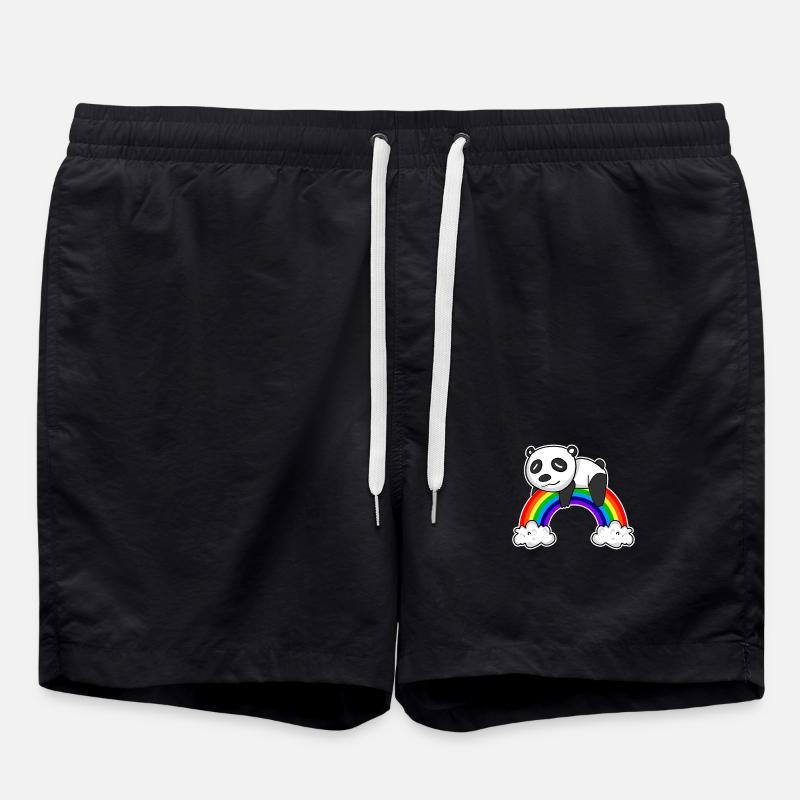 Rainbow Panda - Swim Trunks - black
