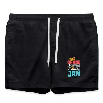 5. Klasse Musik-Design mit Kassette und Jam - Badeshorts - Schwarz - Vorne - AI Model Male 185 light (185cm)