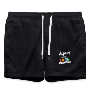 1958 - Jahrgang 1958 - Fantastisch seit 1958 - Badeshorts - Schwarz - Vorne - AI Model Male 185 light (185cm)