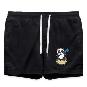 Panda Jogger Joggen Sport - Badeshorts - Schwarz - Vorne - AI Model Male 185 light (185cm)