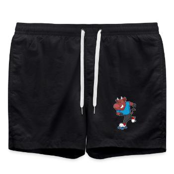 Stier Rollschuhfahren Rollschuhe - Badeshorts - Schwarz - Vorne - AI Model Male 185 light (185cm)