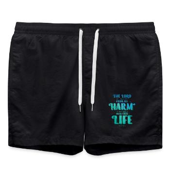 The Lord will keep you from all harm - Badeshorts - Schwarz - Vorne - AI Model Male 185 light (185cm)