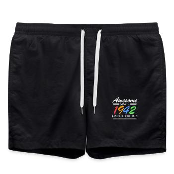 1942 - Jahrgang 1942 - Fantastisch seit 1942 - Badeshorts - Schwarz - Vorne - AI Model Male 185 light (185cm)