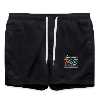 1943 - Jahrgang 1943 - Fantastisch seit 1943 - Badeshorts - Schwarz - Vorne - AI Model Male 185 light (185cm)