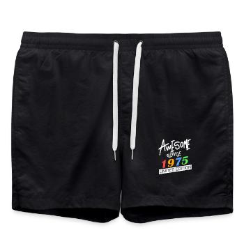 1975 - Jahrgang 1975 - Fantastisch seit 1975 - Badeshorts - Schwarz - Vorne - AI Model Male 185 light (185cm)