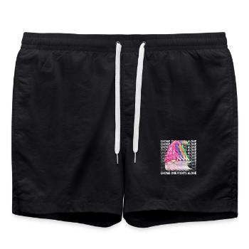 Gnome One Fights Alone Fight Cancer - Badeshorts - Schwarz - Vorne - AI Model Male 185 light (185cm)