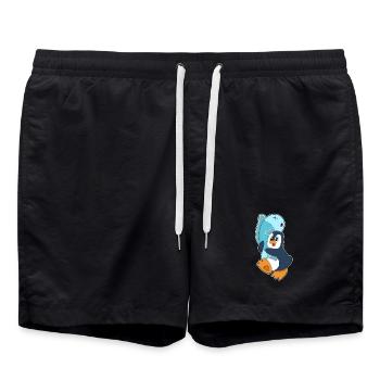 Poisson pingouin - Short de bain - noir - Devant - AI Model Male 185 light (185cm)