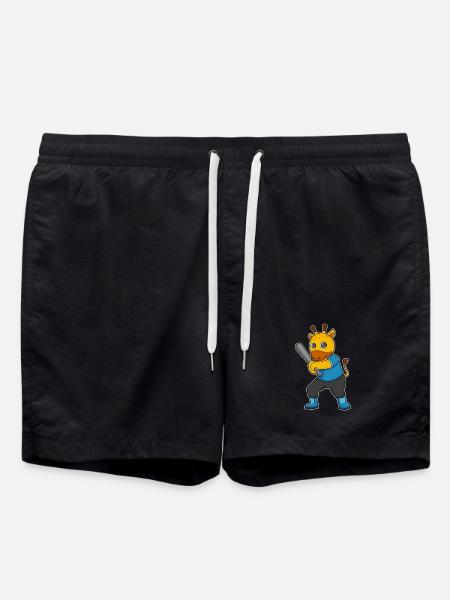 Giraffe Baseball Baseball Bat - Swim Trunks - black