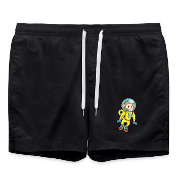 Affe Astronaut Weltraum - Badeshorts - Schwarz - Vorne - AI Model Male 185 light (185cm)