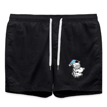 Zebra mit Kissen und Schlafmütze - Badeshorts - Schwarz - Vorne - AI Model Male 185 light (185cm)