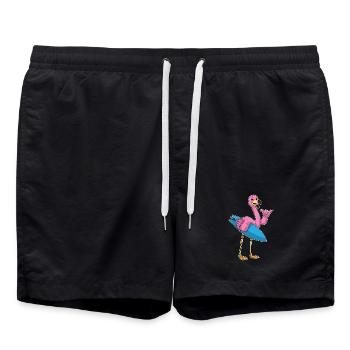 Été de surf sur planche de surf au flamant rose - Short de bain - noir - Devant - AI Model Male 185 light (185cm)