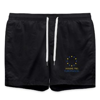 UKRAINE FREE EUROPEAN - Support Future Europe - Swim Trunks - black - Front - AI Model Male 185 light (185cm)