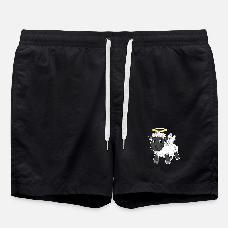 Schaf Engel - Badeshorts - Schwarz