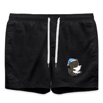 Chat race de chat La Havane - Short de bain - noir - Devant - AI Model Male 185 light (185cm)