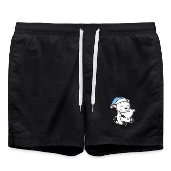 Chat race American Bobtail - Short de bain - noir - Devant - AI Model Male 185 light (185cm)