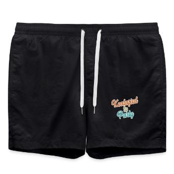 Koalafied to Party Qualified Pun Cute and Funny Ko - Swim Trunks - black - Front - AI Model Male 185 light (185cm)