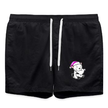 Chat race American Bobtail - Short de bain - noir - Devant - AI Model Male 185 light (185cm)