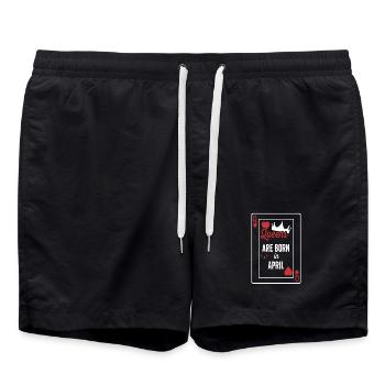 Queens Are Born In April Birthday Date Girls Women - Swim Trunks - black - Front - AI Model Male 185 light (185cm)