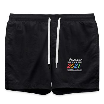 2021 - Fantastisch seit 2021 - Jahrgang 2021 - Badeshorts - Schwarz - Vorne - AI Model Male 185 light (185cm)