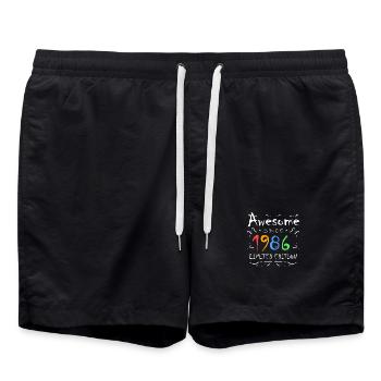 1986 - Fantastic since 1986 - Born in 1986 - Swim Trunks - black - Front - AI Model Male 185 light (185cm)