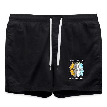 Hund Bichon Frise - Engel und Teufel - Badeshorts - Schwarz - Vorne - AI Model Male 185 light (185cm)