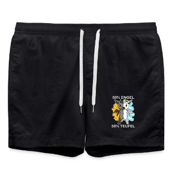 Katze Katzenrasse Chausie - Engel und Teufel - Badeshorts - Schwarz - Vorne - AI Model Male 185 light (185cm)