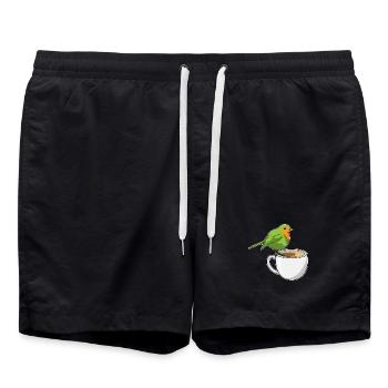 Vogel Kaffee Tasse - Badeshorts - Schwarz - Vorne - AI Model Male 185 light (185cm)