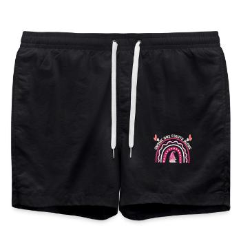 Gnome One Fights Alone Brustkrebs - Badeshorts - Schwarz - Vorne - AI Model Male 185 light (185cm)