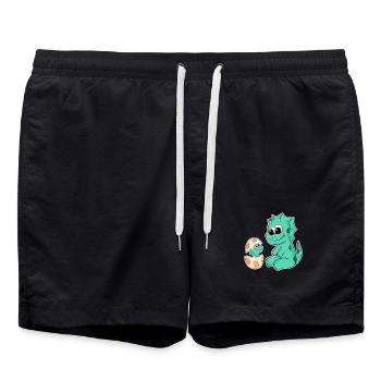 Dinosaures avec bébés dinosaures - Short de bain - noir - Devant - AI Model Male 185 light (185cm)
