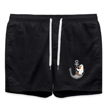 Anchor and seagull - Swim Trunks - black - Front - AI Model Male 185 light (185cm)