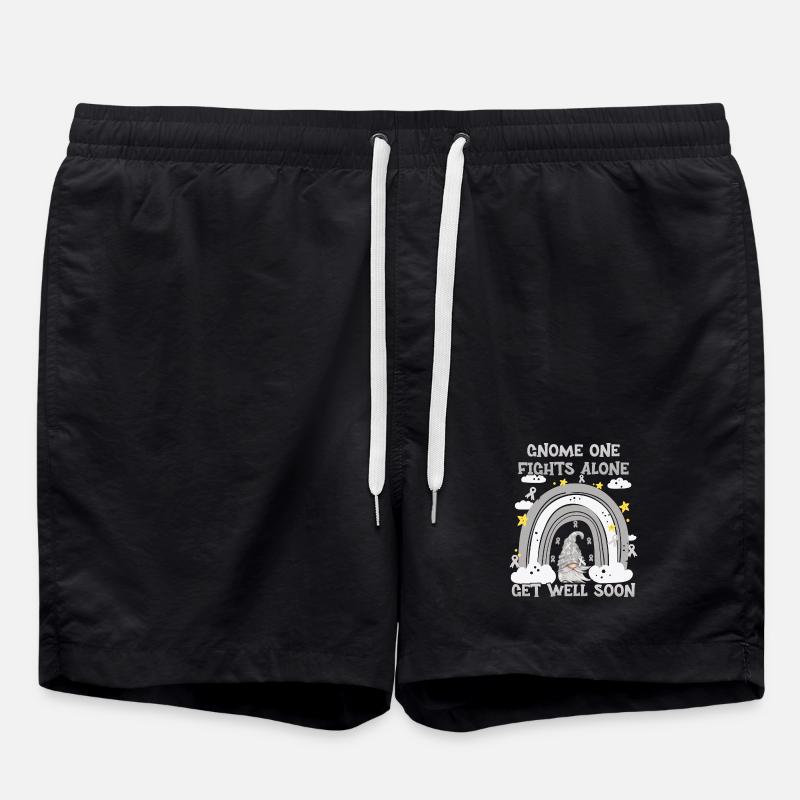 Gnome One Fights Alone Brain Cancer - Swim Trunks - black