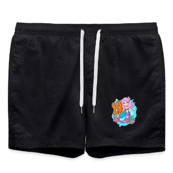Girl 10 years old 10th birthday mermaid - Swim Trunks - black - Front - AI Model Male 185 light (185cm)